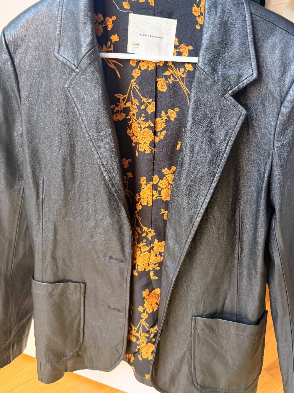 Anthropologie Faux Leather Blazer Size S